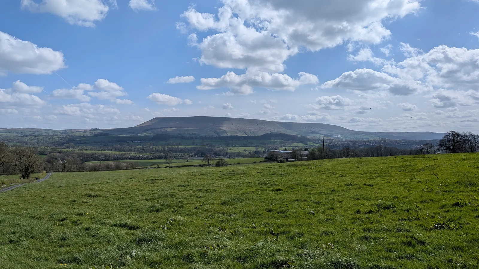 Pendle Hill rising above the Ribble Valley, viewed from Hill Brook Barn