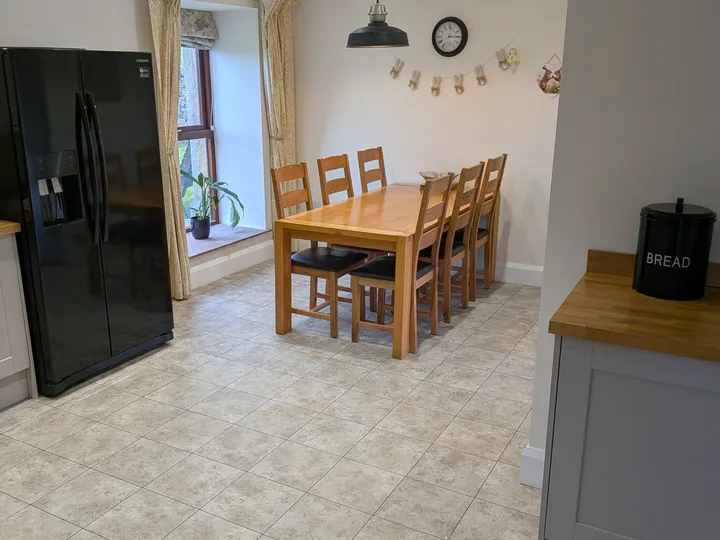 Dining and living area at Hill Brook Barn